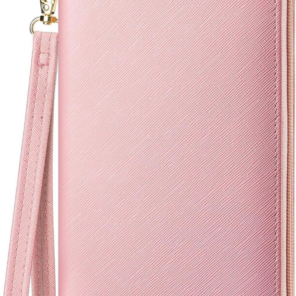 Women's Vegan Leather Clutch Wallet RFID Block Large Capacity Pink